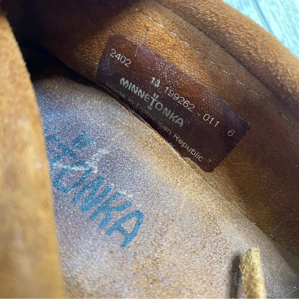 Minnetonka Brown Suede Kilty Moccasin Shoes